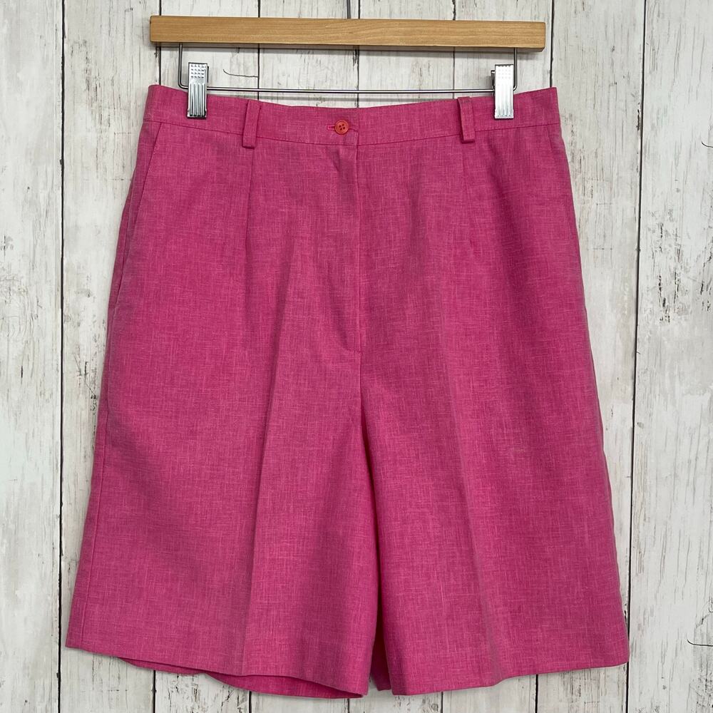 Vintage David Smith Pink Super High Rise Preppy Basic Bright Casual 8" Shorts 8
